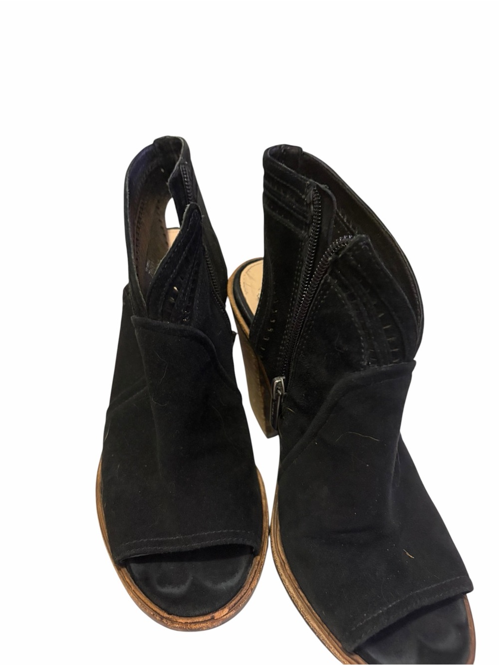 ANTONIO MELANI Black Suede Open-Toe Heel Sandals